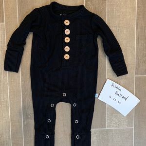 Ribbed Black Henley Romper